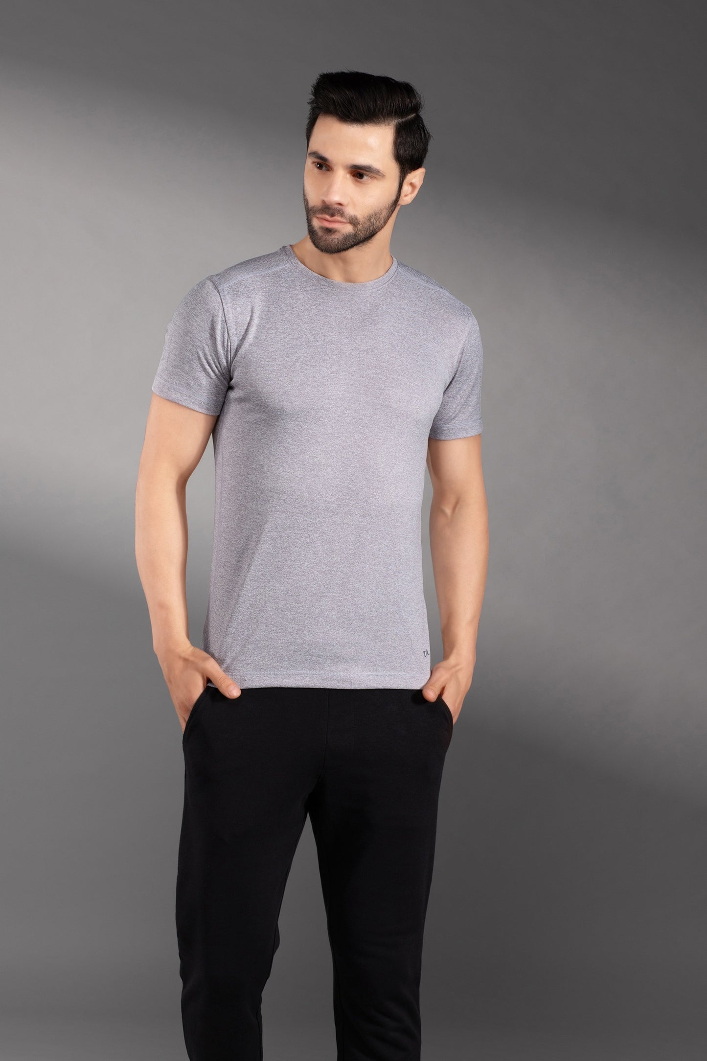 The Secret Loom Stylish Men's T-Shirt: 100% Polyester Double Cool Round Neck Gym T-Shirts for Men- Light Grey