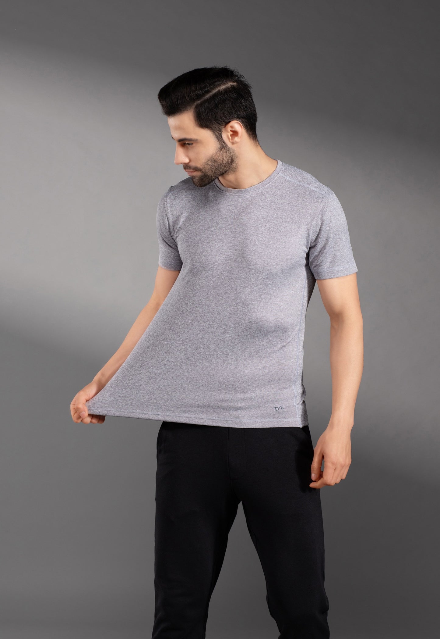 The Secret Loom Stylish Men's T-Shirt: 100% Polyester Double Cool Round Neck Gym T-Shirts for Men- Light Grey