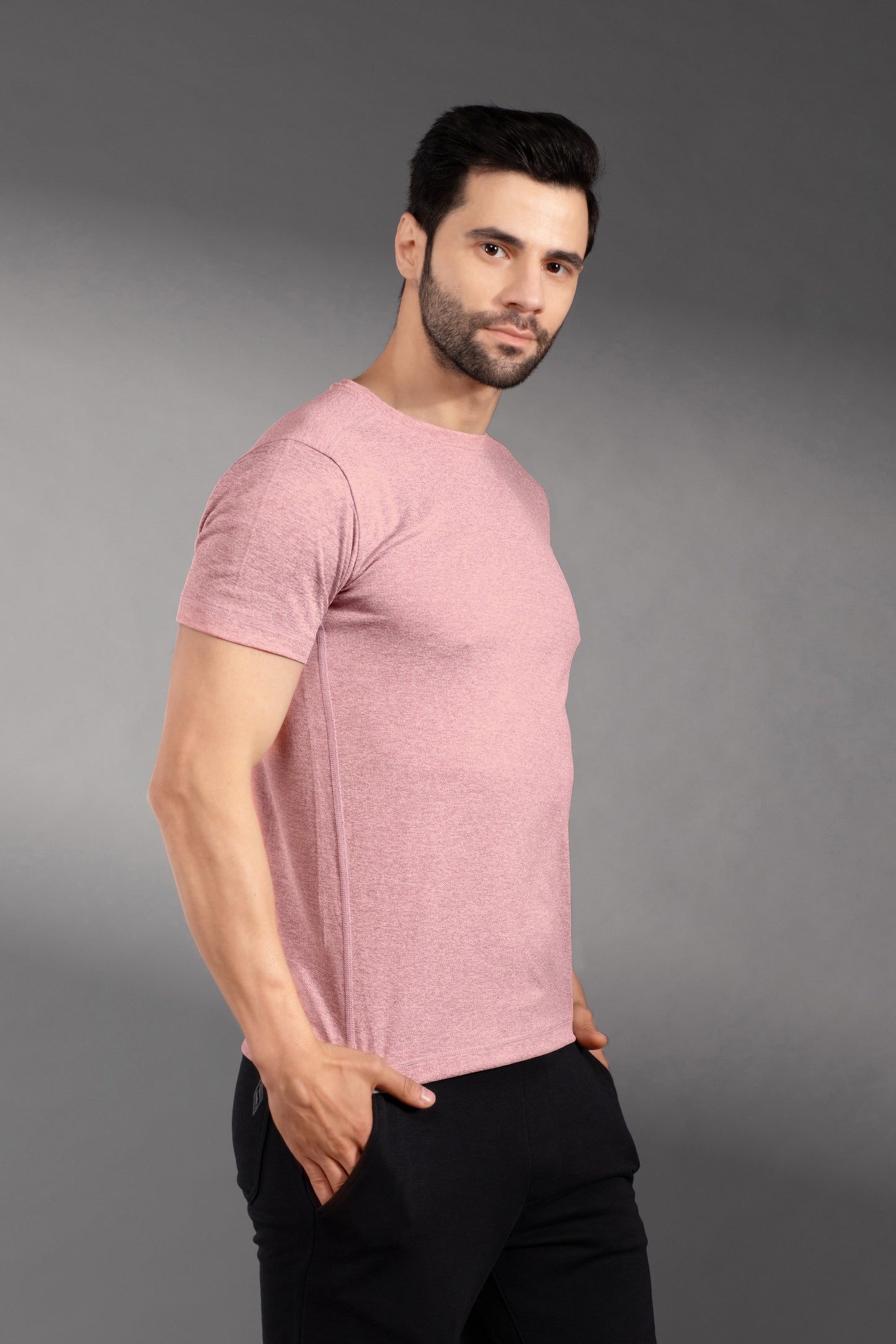 The Secret Loom Stylish Men's T-Shirt: 100% Polyester Double Cool Round Neck Gym T-Shirts for Men- Pastle Pink