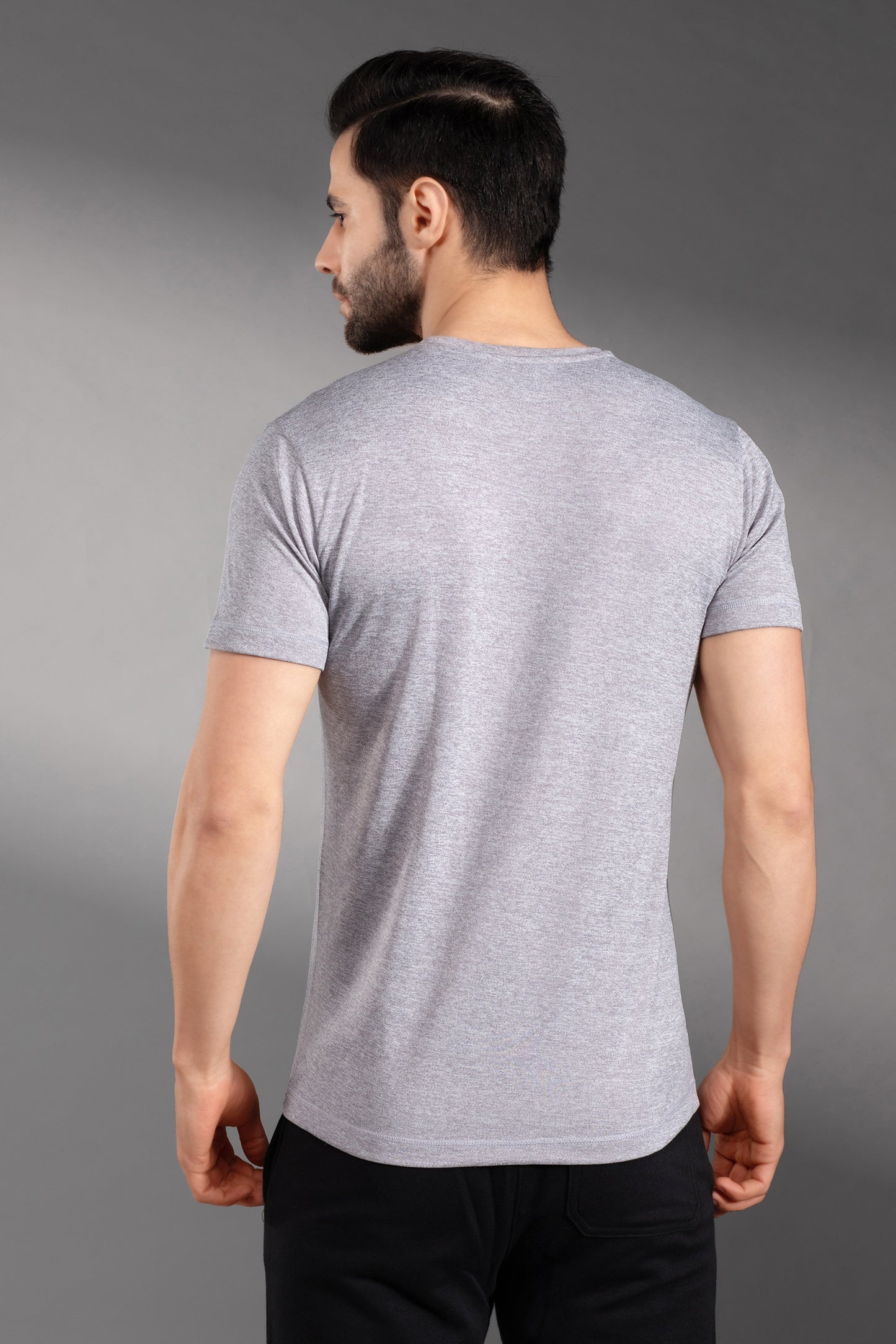 The Secret Loom Stylish Men's T-Shirt: 100% Polyester Double Cool Round Neck Gym T-Shirts for Men- Light Grey