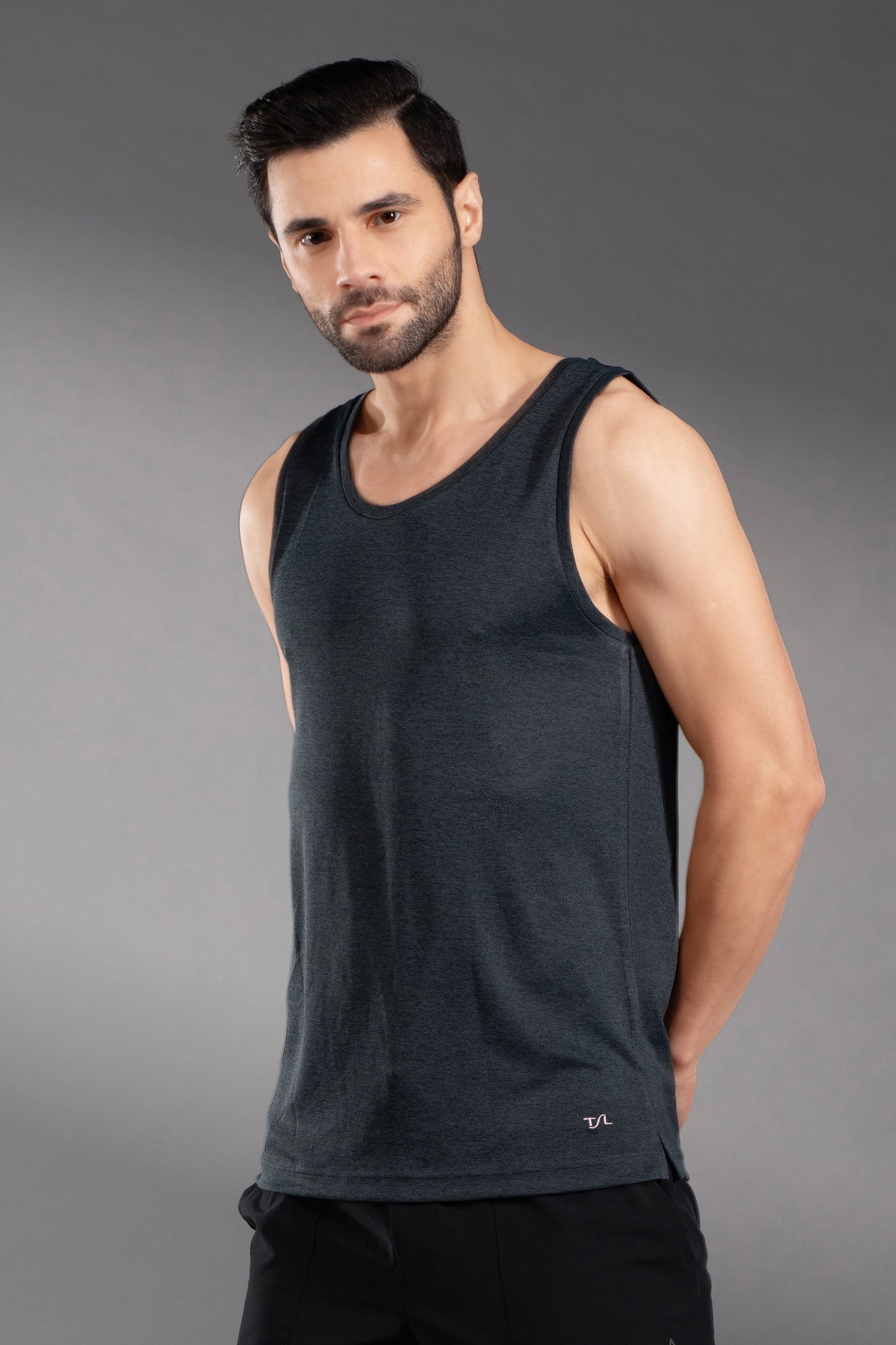 The Secret Loom Men's Gym Vest - Premium 100% Polyester Double Cool - Light Grey