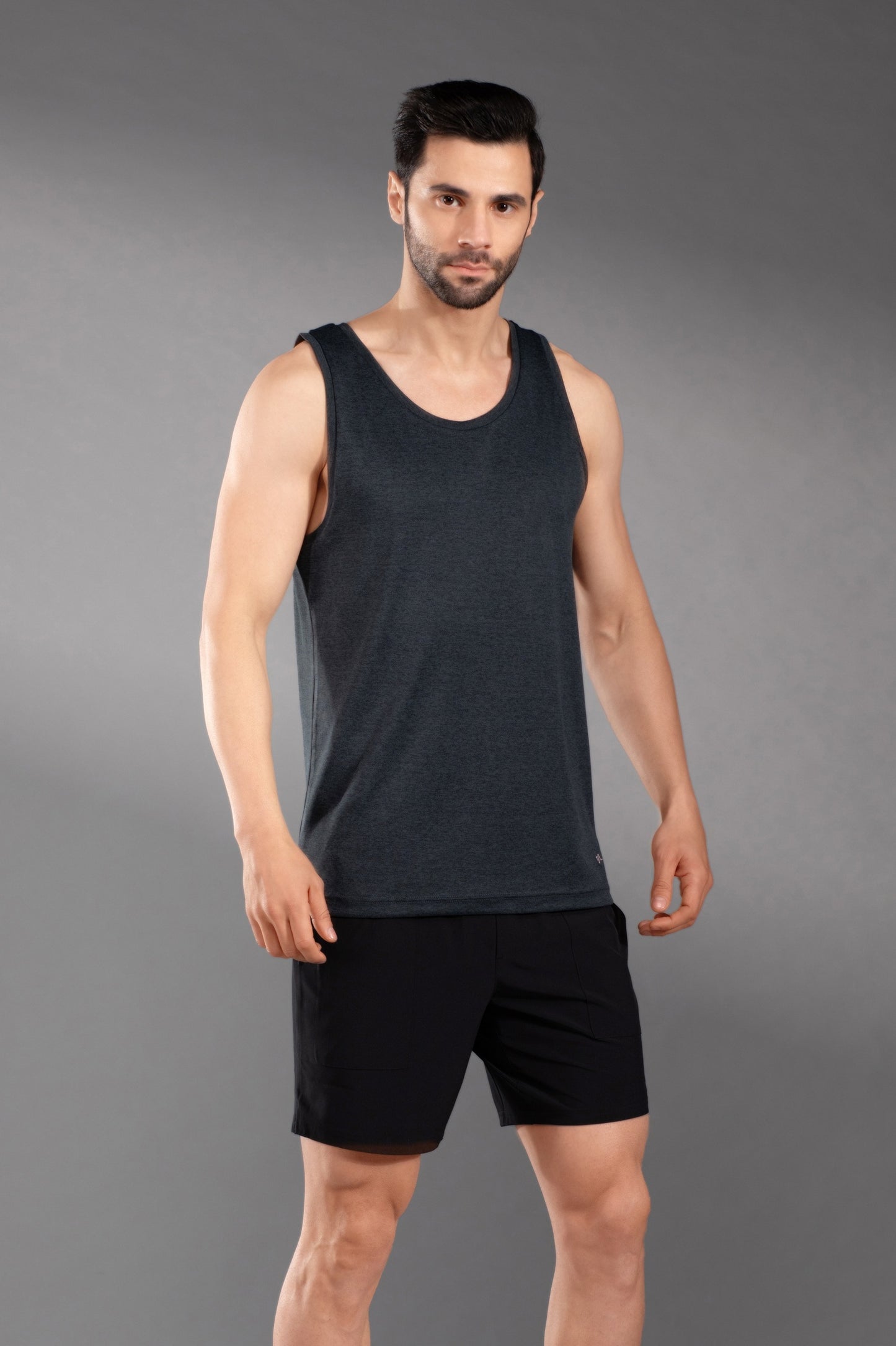 The Secret Loom Men's Gym Vest - Premium 100% Polyester Double Cool - Light Grey