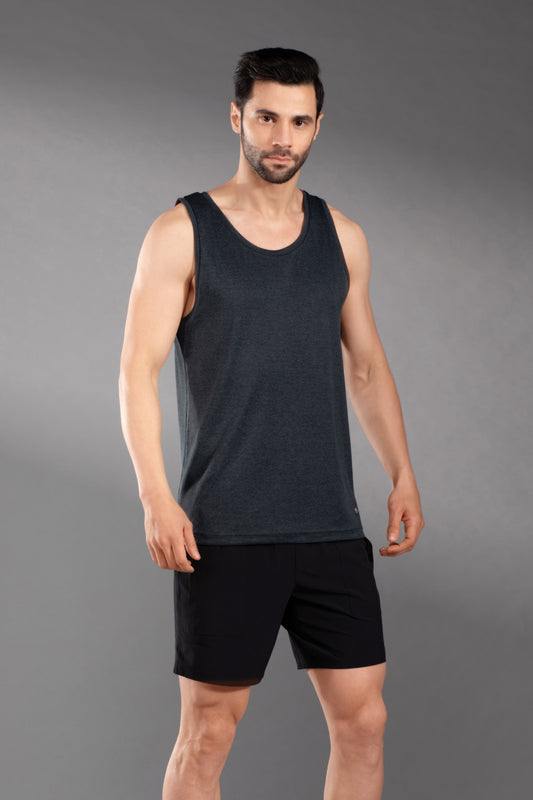 The Secret Loom Men's Gym Vest - Premium 100% Polyester Double Cool - Light Grey