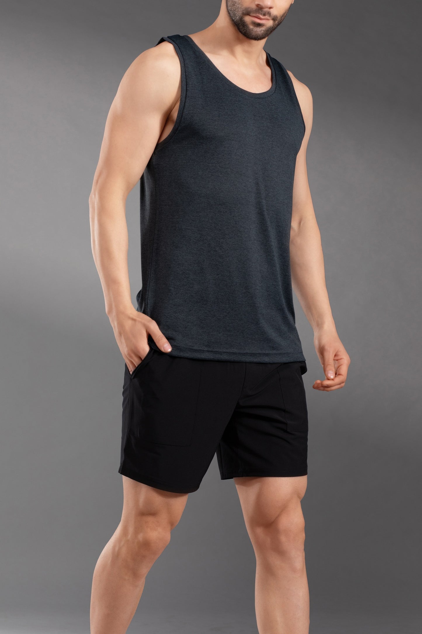 The Secret Loom Men's Gym Vest - Premium 100% Polyester Double Cool - Light Grey