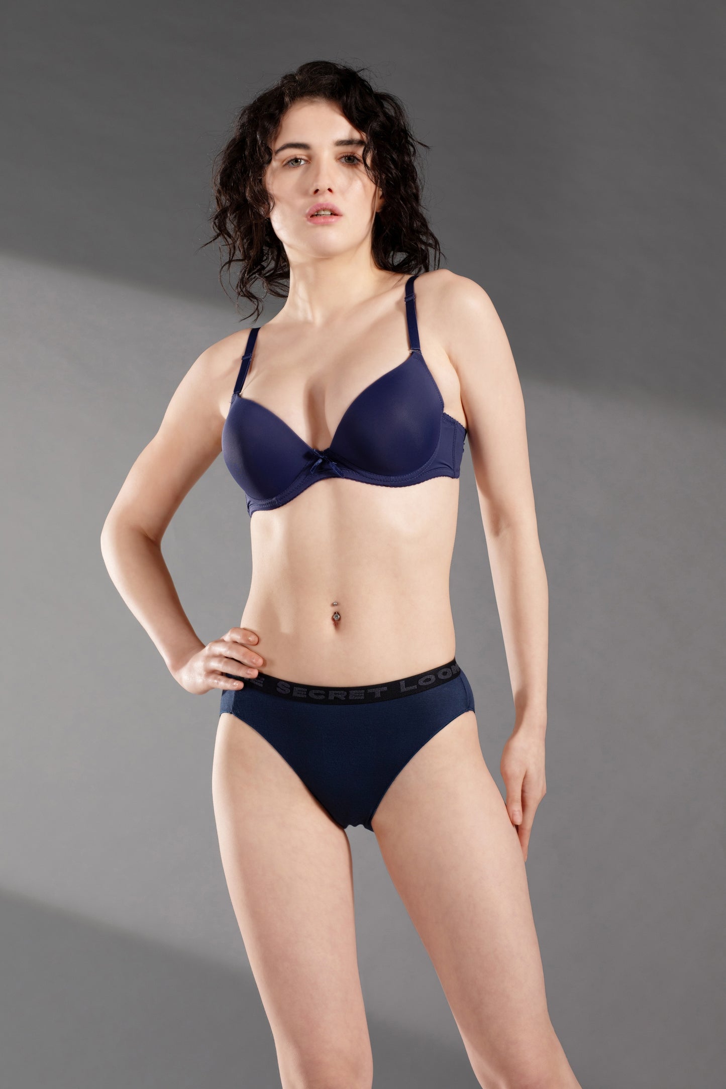 Women's Bamboo Bikini - Hexa Print | Soft & Stretchy Eco-Friendly Underwear-Navy Blue