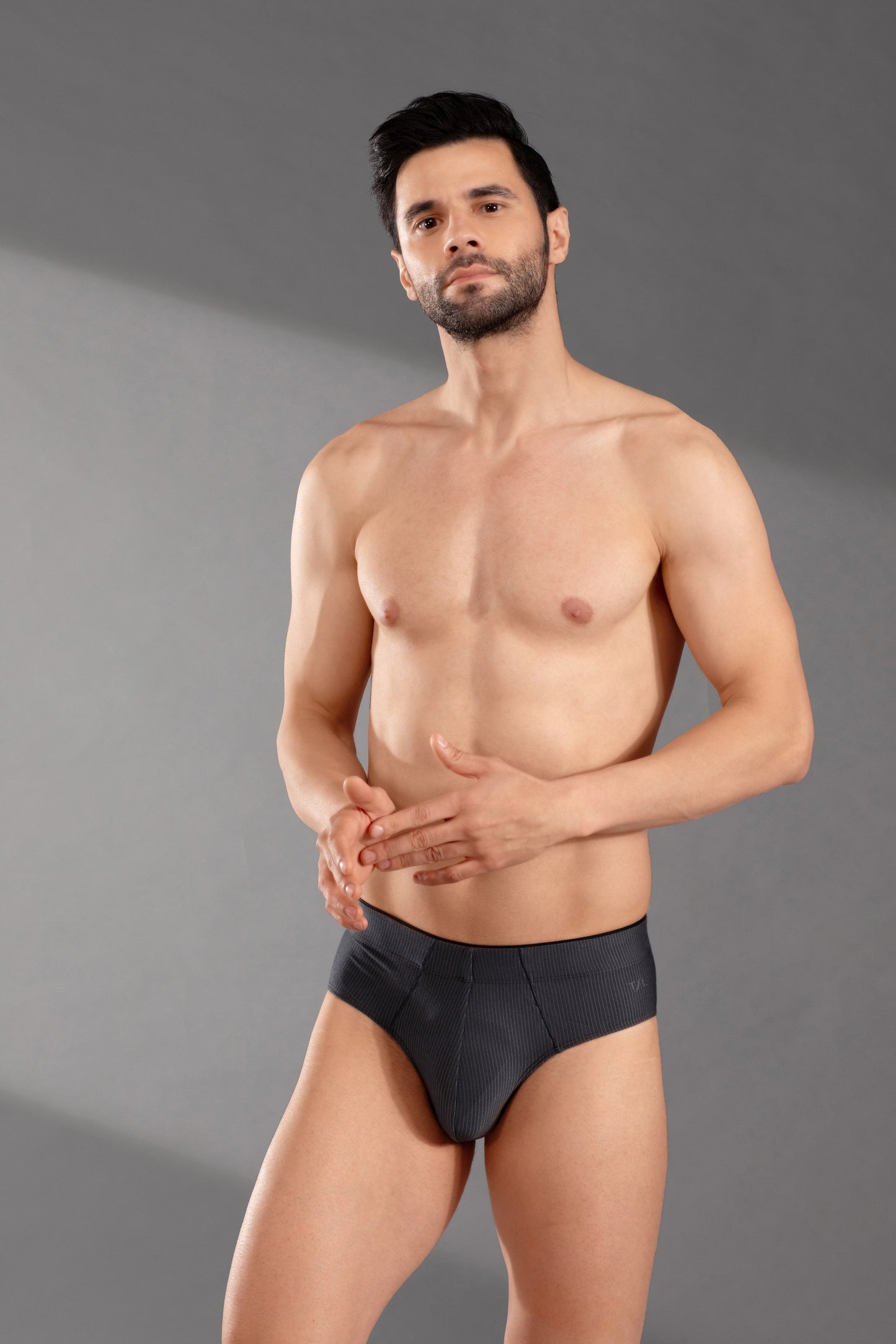 Men’s micro Modal Brief - Super Soft & Stretchy | Breathable Underwear with HD Stripes-Grey