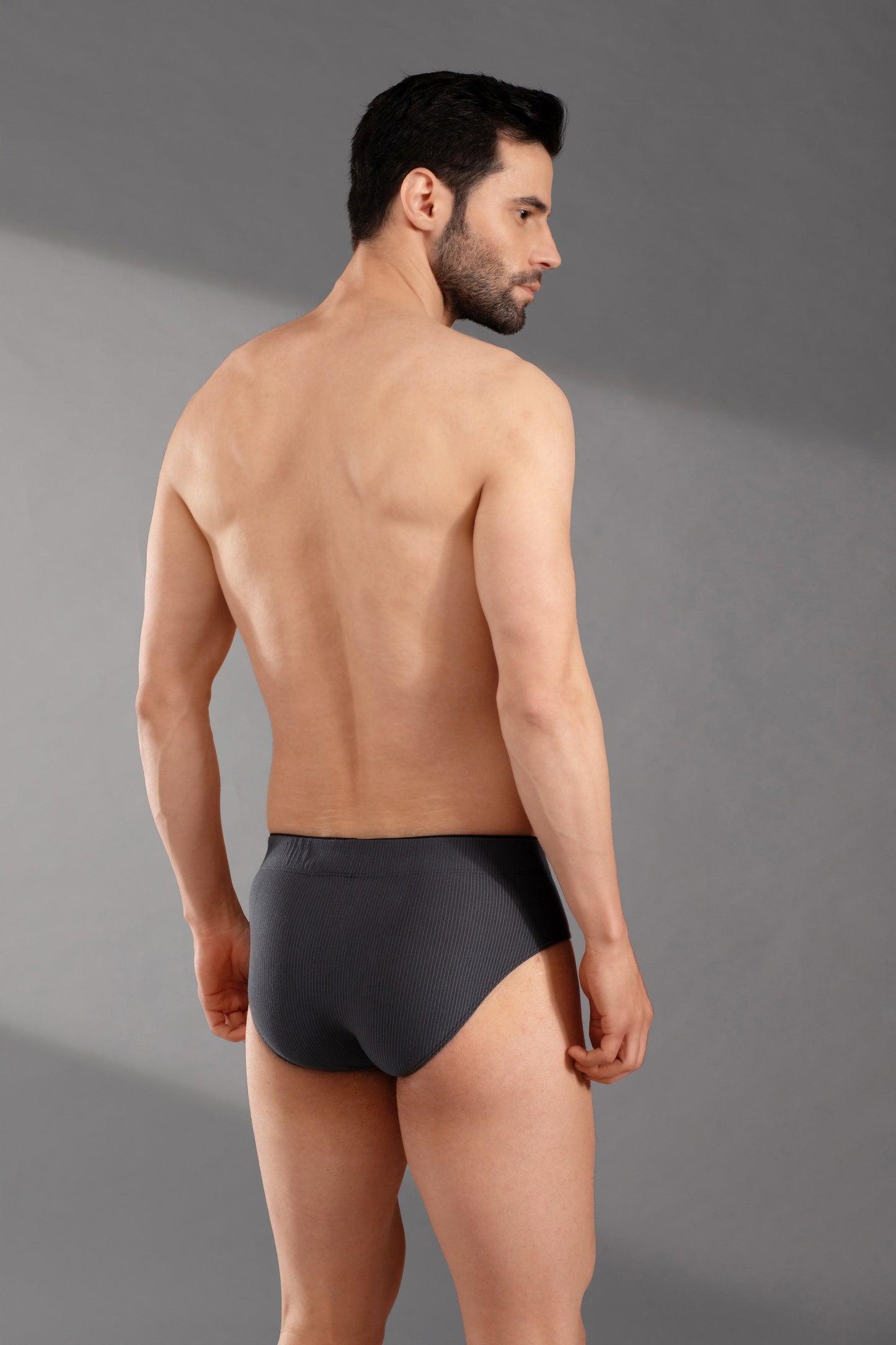 Men’s micro Modal Brief - Super Soft & Stretchy | Breathable Underwear with HD Stripes-Grey