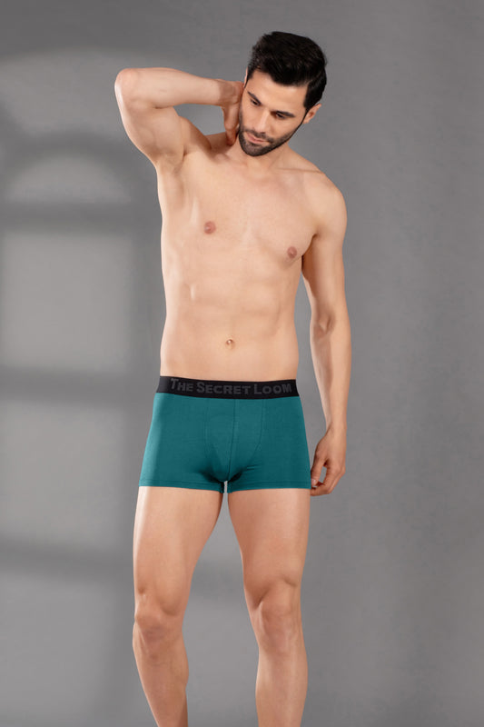 Men’s Micro Modal Trunk - Ultra Soft, Stretchy & Breathable Underwear | Dynamic Flex-Teal Blue