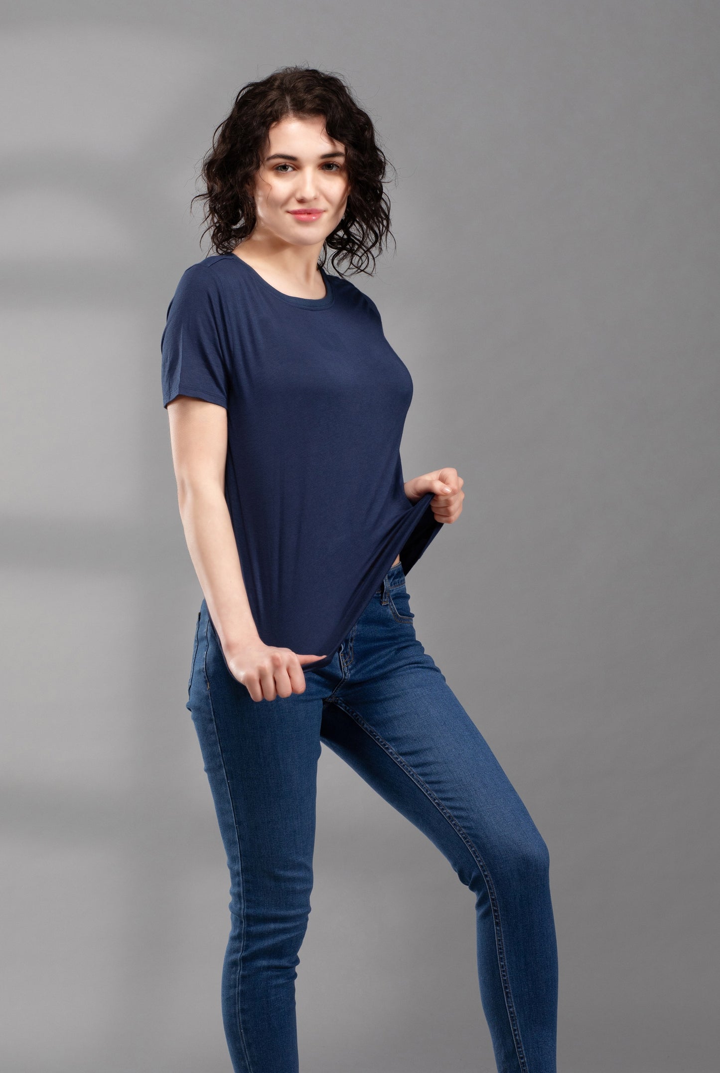 Premium Bamboo T-Shirt for Women - Relaxed Fit, Breathable, and Stylish-Navy Blue