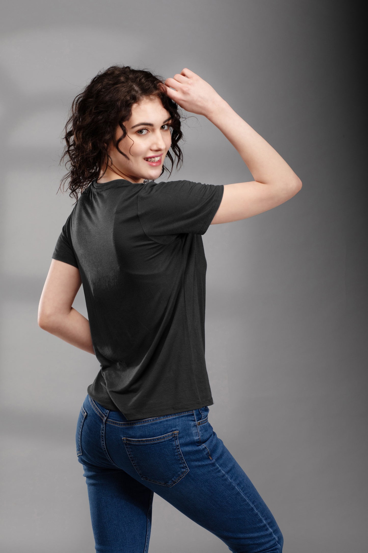 Premium Bamboo T-Shirt for Women - Relaxed Fit, Breathable, and Stylish-Black