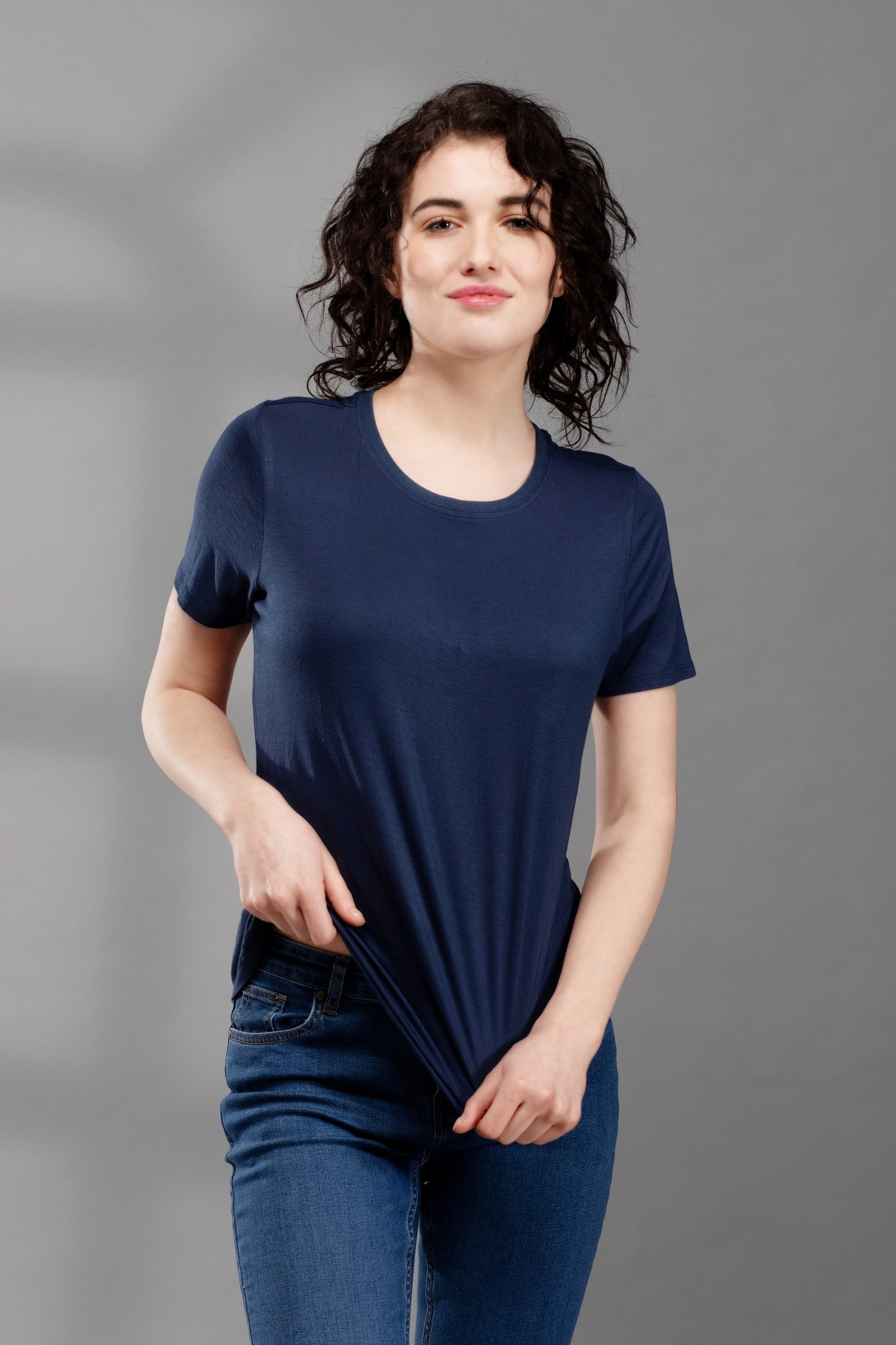 Premium Bamboo T-Shirt for Women - Relaxed Fit, Breathable, and Stylish-Navy Blue