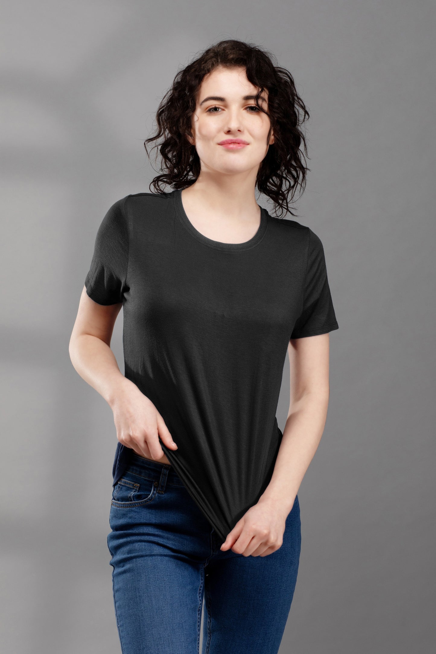 Premium Bamboo T-Shirt for Women - Relaxed Fit, Breathable, and Stylish-Black
