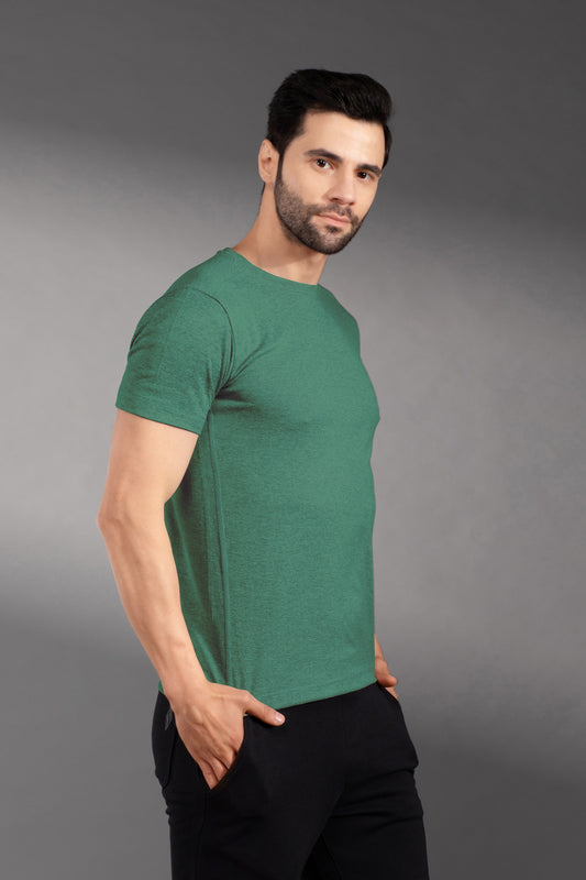 The Secret Loom Stylish Men's T-Shirt: 100% Polyester Double Cool Round Neck Gym T-Shirts for Men- Dark Green