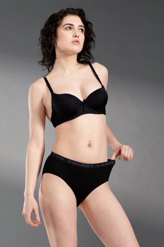 Premium Bamboo Hipster - Perfect Fit, Ultra Stretch, and Comfort 95% Bamboo, Super Soft Feel-Black