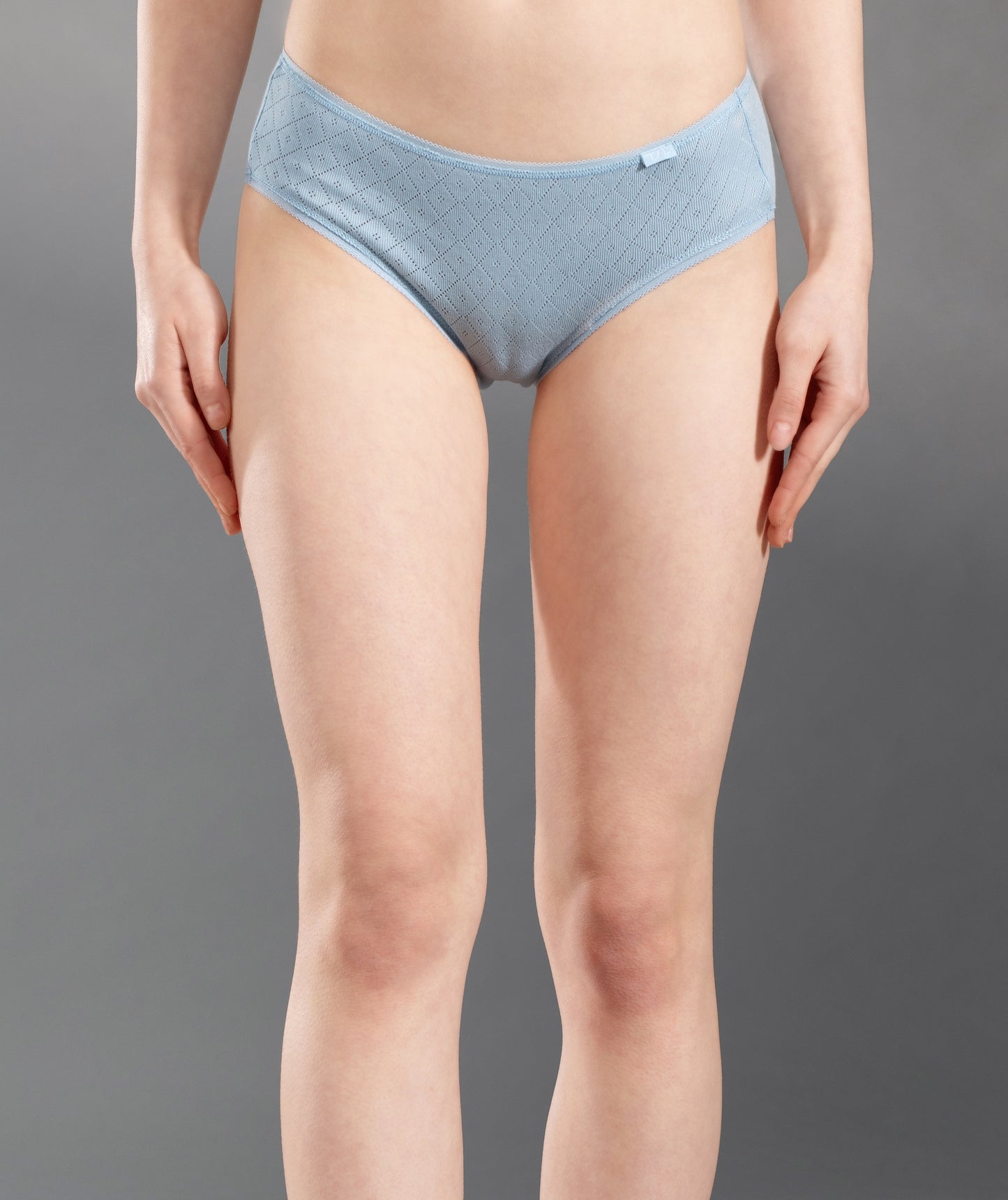 Women's Breathable Ultra Stretch Cotton Hipster - 100% Cotton Pointelle Rib, Super Soft Feel-Light Blue
