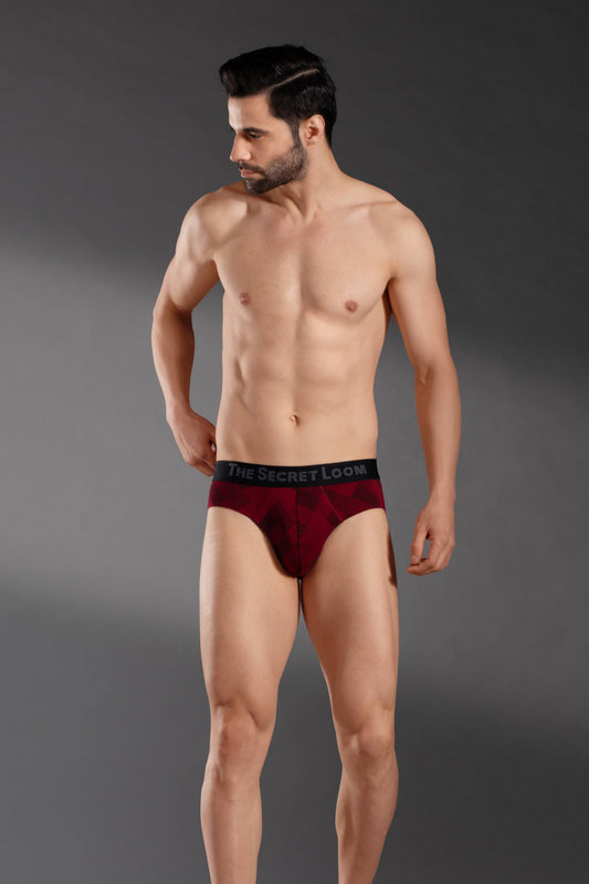The Secret Loom Men's Brief - 95% Bamboo, 5% Elastane - Premium Underwear- Maroon