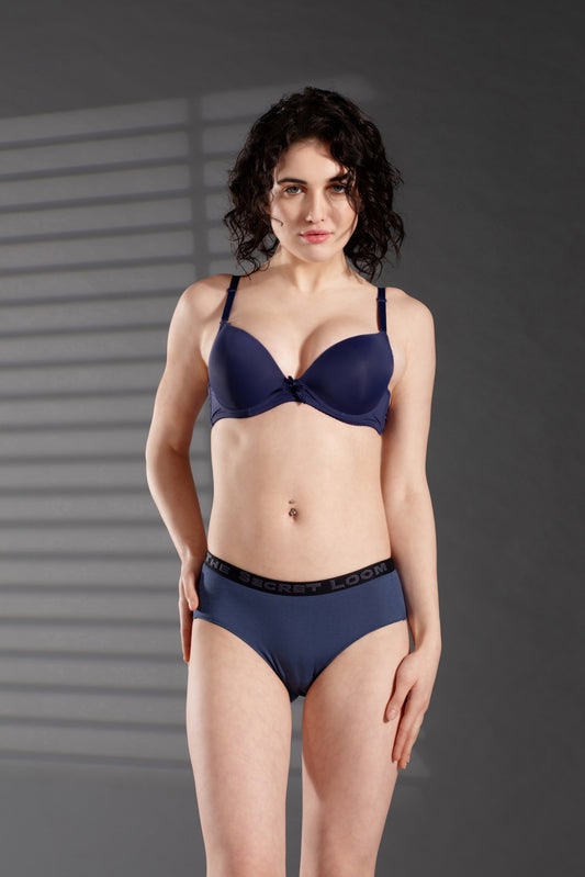The Secret Loom Women's Hipster - 48% Modal, 48% Poly, 4% Elastane - Premium Underwear - Indigo Blue