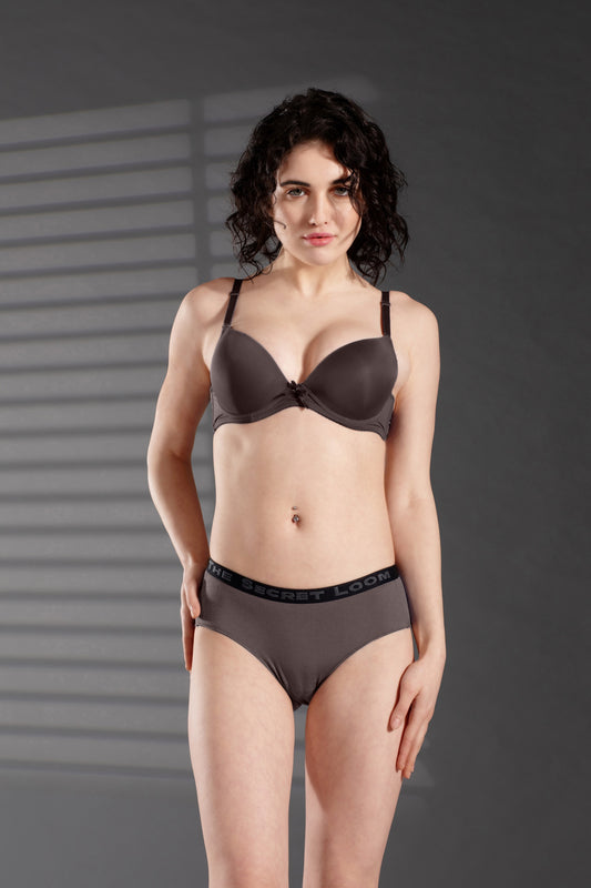 The Secret Loom Women's Hipster - 48% Modal, 48% Poly, 4% Elastane - Premium Underwear - Charcoal Grey