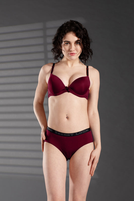 The Secret Loom Women's Hipster - 48% Modal, 48% Poly, 4% Elastane - Premium Underwear - Windsor Wine