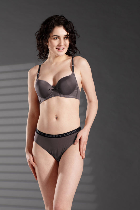 The Secret Loom Women's Bikini - 48% Modal, 48% Poly, 4% Elastane - Premium Bikini-Charcoal Grey