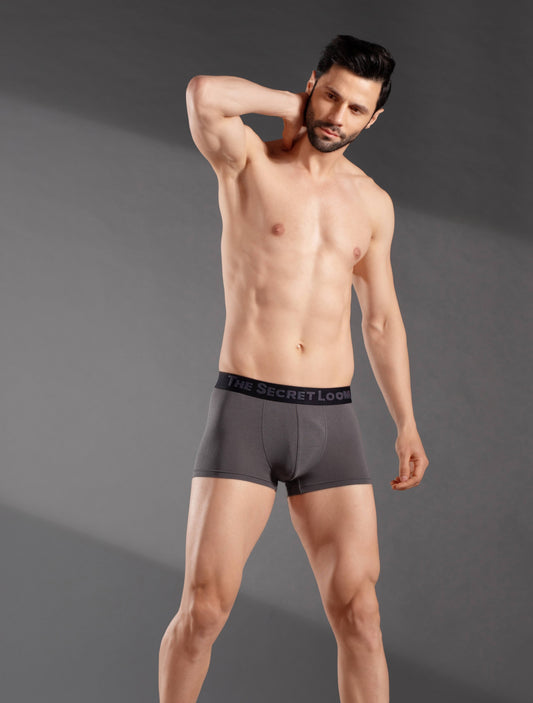 The Secret Loom Men's Trunk - 48% Modal, 48% Poly, 4% Elastane - Premium Underwear-Charcoal Grey