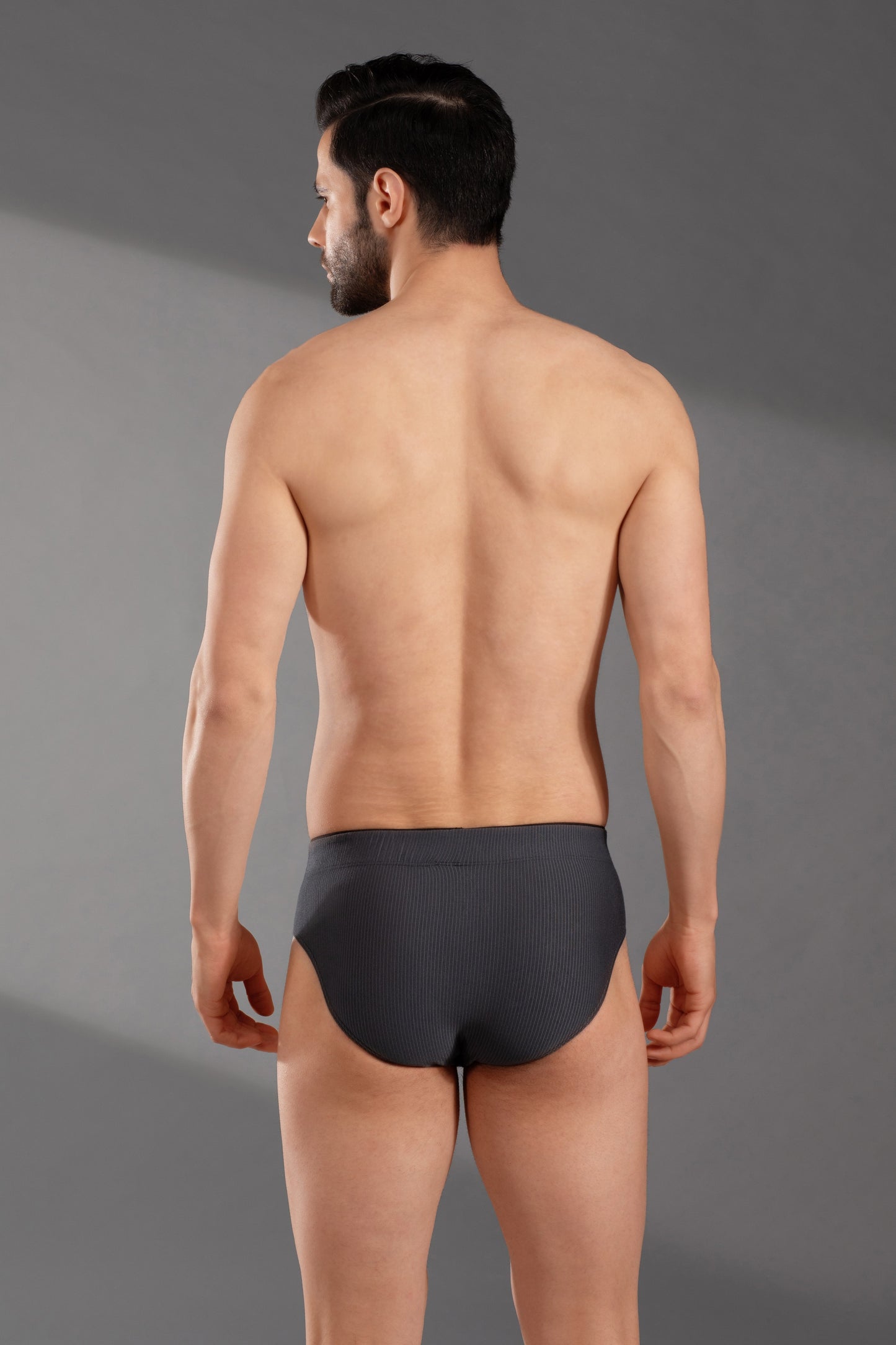 Men’s micro Modal Brief - Super Soft & Stretchy | Breathable Underwear with HD Stripes-Grey