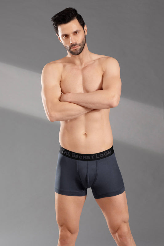 The Secret Loom Men's Trunk - 95% Poly + 5% Elastane (Mesh Feel) - Premium Underwear - Grey