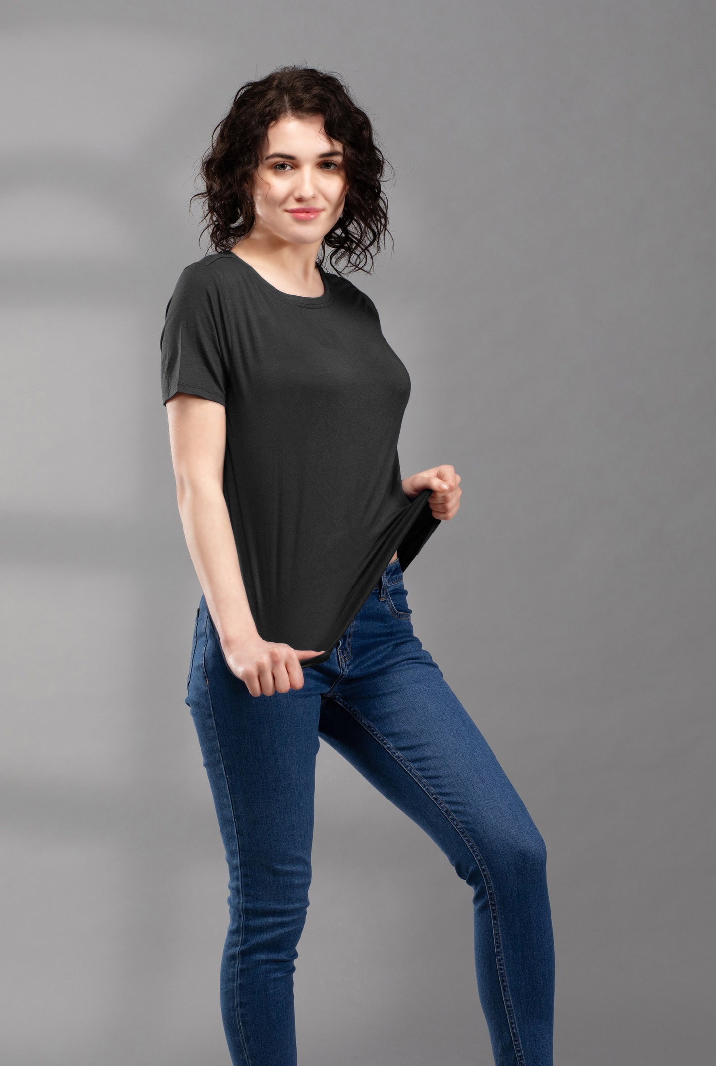 Premium Bamboo T-Shirt for Women - Relaxed Fit, Breathable, and Stylish-Black