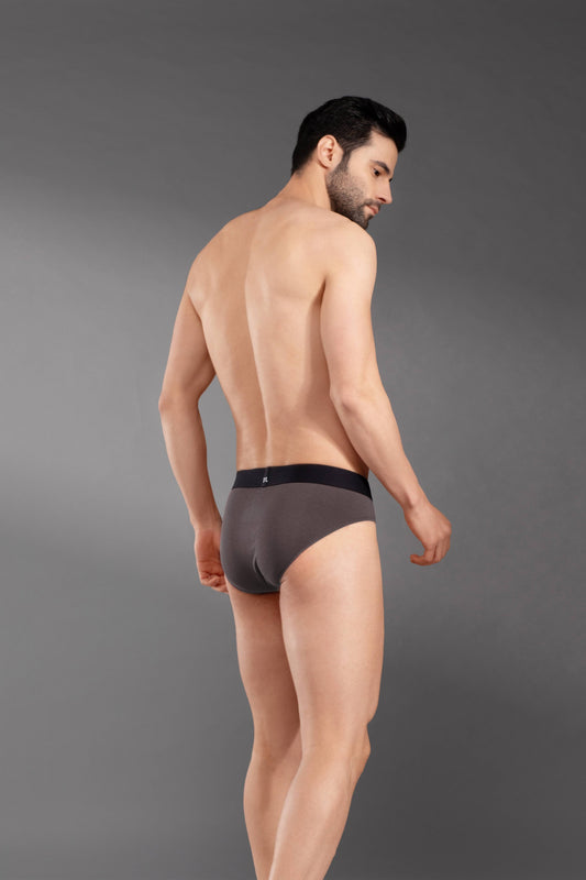 The Secret Loom Men's Brief - 48% Modal, 48% Poly, 4% Elastane - Premium Underwear-Charcoal Grey